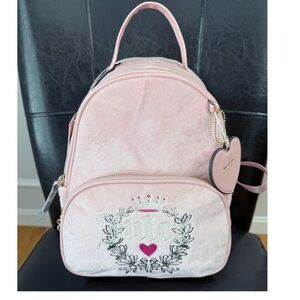 NWT Juicy Couture  Backpack Pink Diamond  Velour  Heritage New $99 School Bag